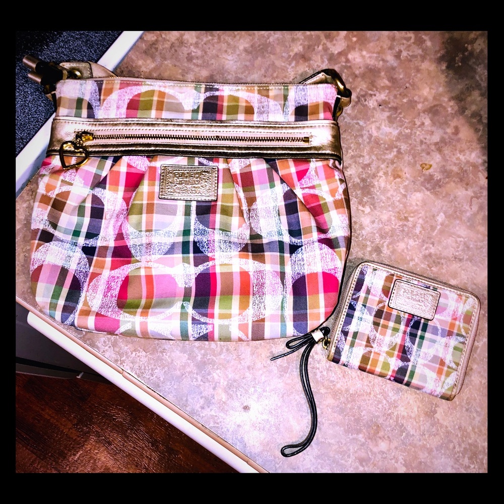 Coach Bundle Metallic Purse & Wallet Like New!